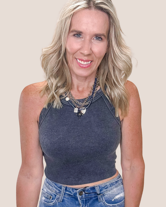 Mineral Washed Ribbed Halter Tank Top | RAE MODE (2 COLORS)