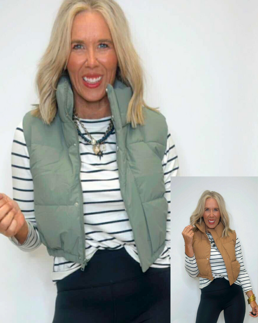 Cropped Puffer Vest (2 COLORS) *DEAL*