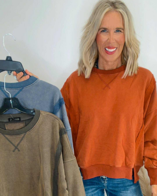 Essential Washed Pullover Sweatshirt Tops (3 COLORS)