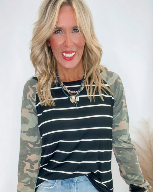 French Terry Pull Over With Camouflage Sleeves