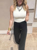 Breezy black soft linen pants perfect for summer or vacation wear.