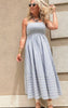 Flowy striped sundress with a relaxed fit and subtle contrast panel at the hem