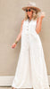 Casual linen-blend wide-leg jumpsuit with front buttons and drawstring waist.
