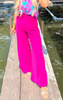 Textured Side Slit Wide Leg Pants