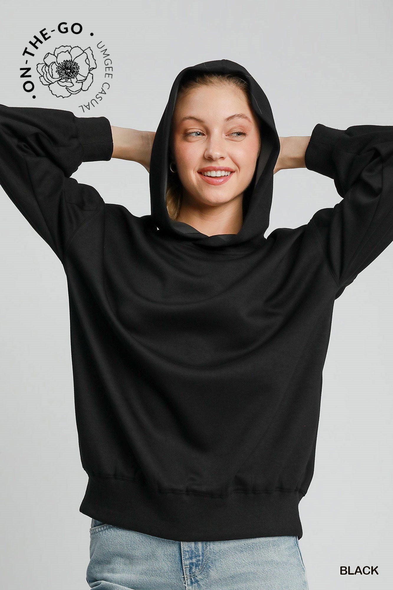 Luxeknit Rutched Sleeve Hoodie (2 COLORS)
