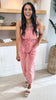 Salmon Snow Washed Drawstring Jumpsuit - Final Sale