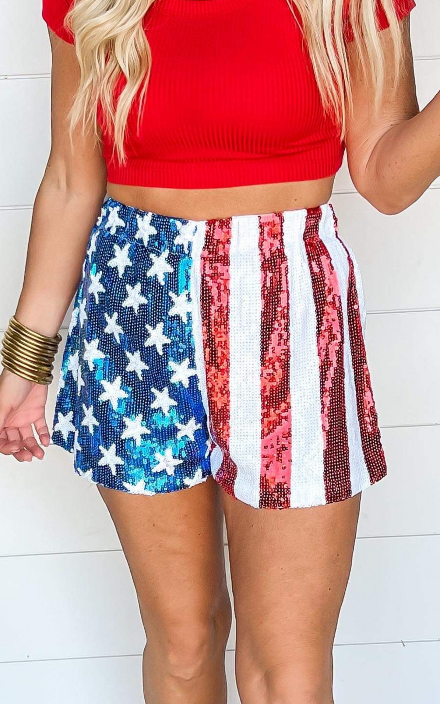 American Flag Sequin Short