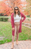 Striped Thermal Open Front Cardigan