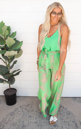 Halia Leaf Tie Waist Wide Leg Pants