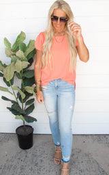 When In Doubt Solid Top - Coral - Final Sale