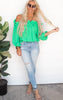 Emerald Ruffle Off the Shoulder Top