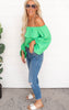 Crinkle Solid Off Shoulder Balloon Top