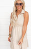 Button Down Mini Dress w/ Ruffle Hem