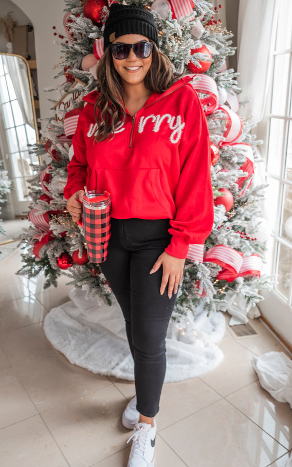 Merry Tinsel 1/2 Zip Pullover Sweater