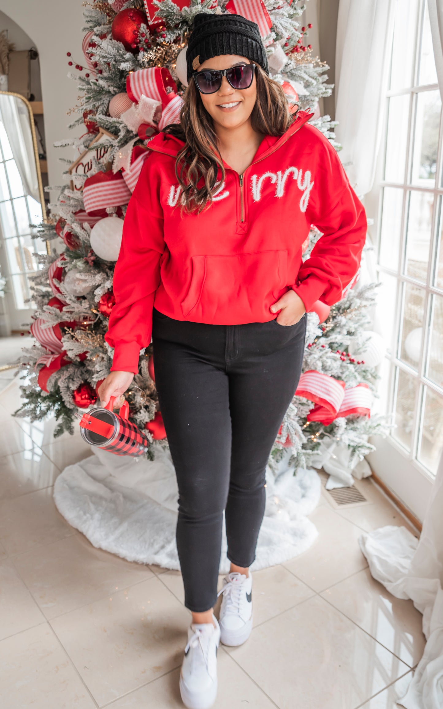 Merry Tinsel 1/2 Zip Pullover Sweater