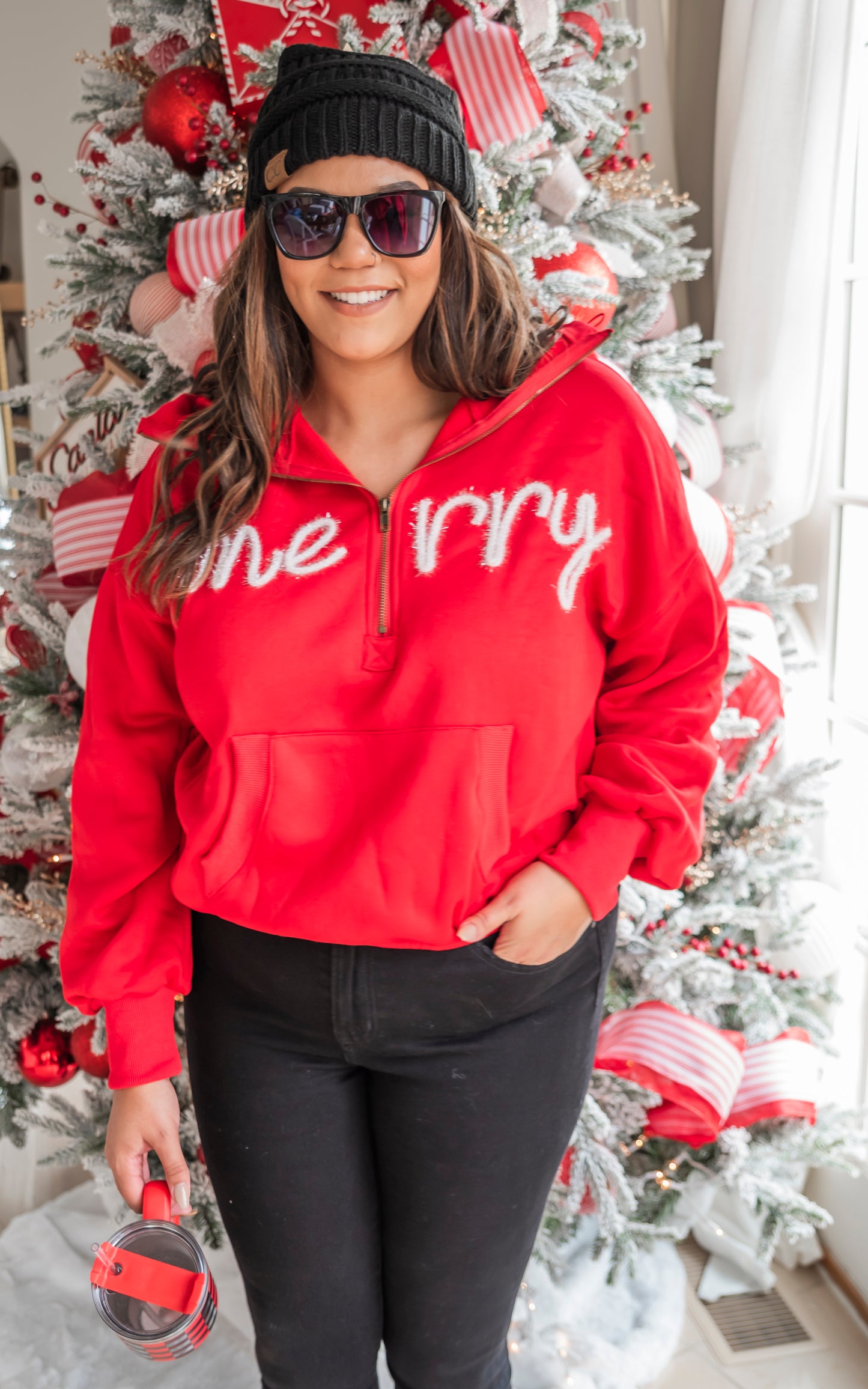 Merry Tinsel 1/2 Zip Pullover Sweater