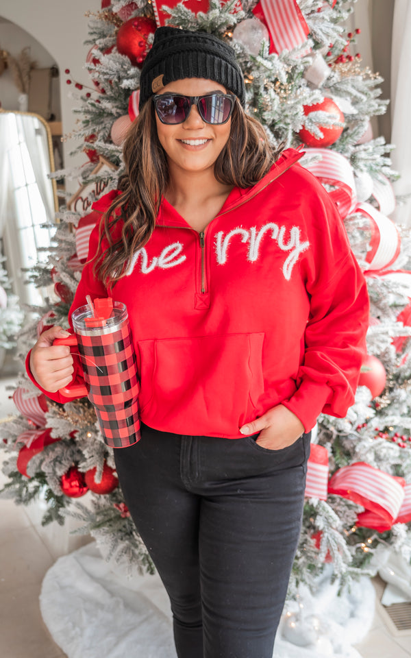Merry Tinsel 1/2 Zip Pullover Sweater