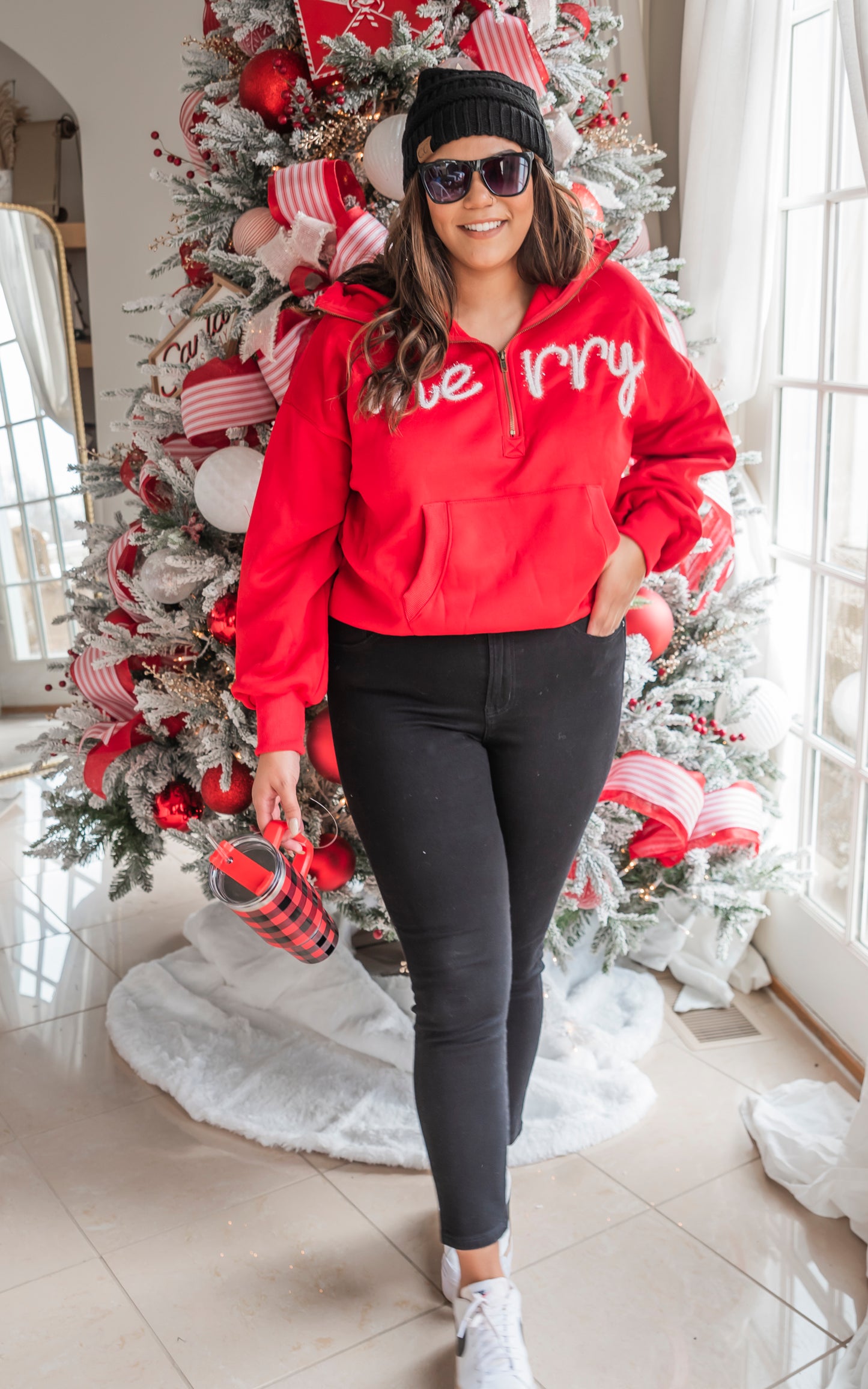 Merry Tinsel 1/2 Zip Pullover Sweater