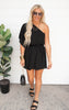 Textured Solid One Shoulder Mini Dress