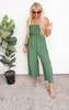 Green Smocked Open Back Tube Wide Leg Jumpsuit - Final Sale