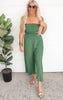 Green Smocked Open Back Tube Wide Leg Jumpsuit - Final Sale