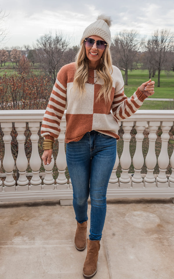 Rust Colorblock Sweater
