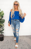 Crinkle Solid Off Shoulder Balloon Top