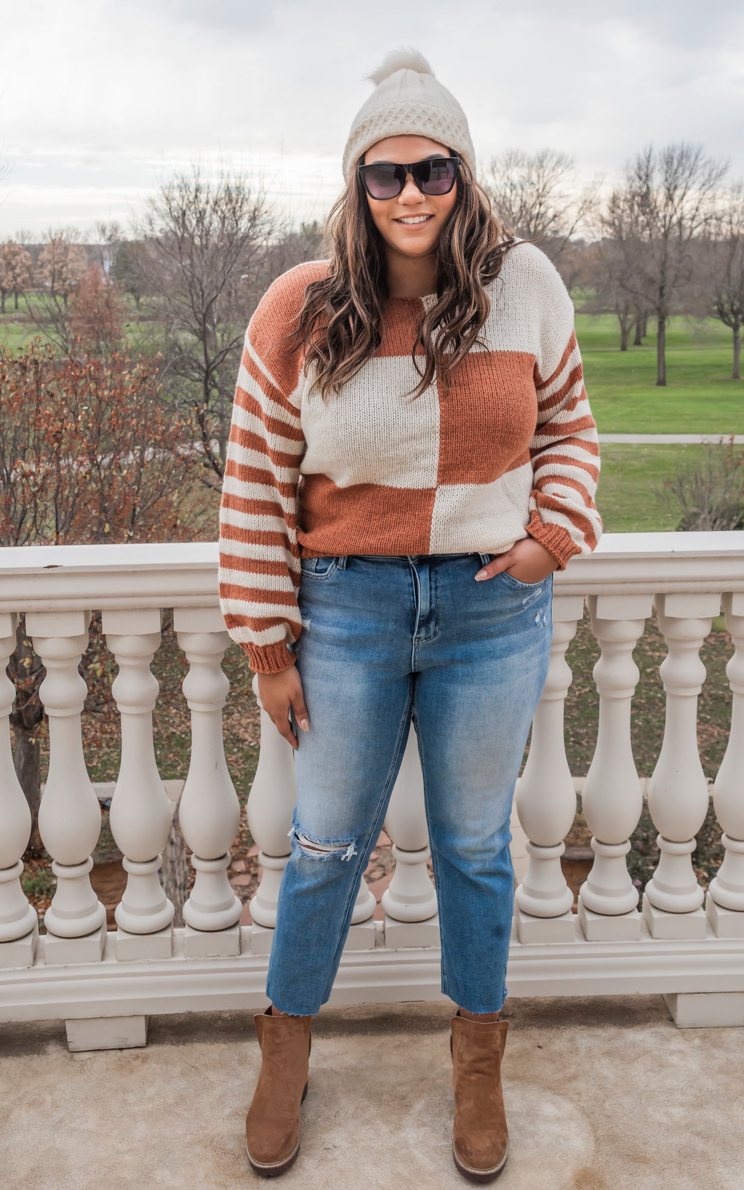 Rust Colorblock Sweater - Final Sale