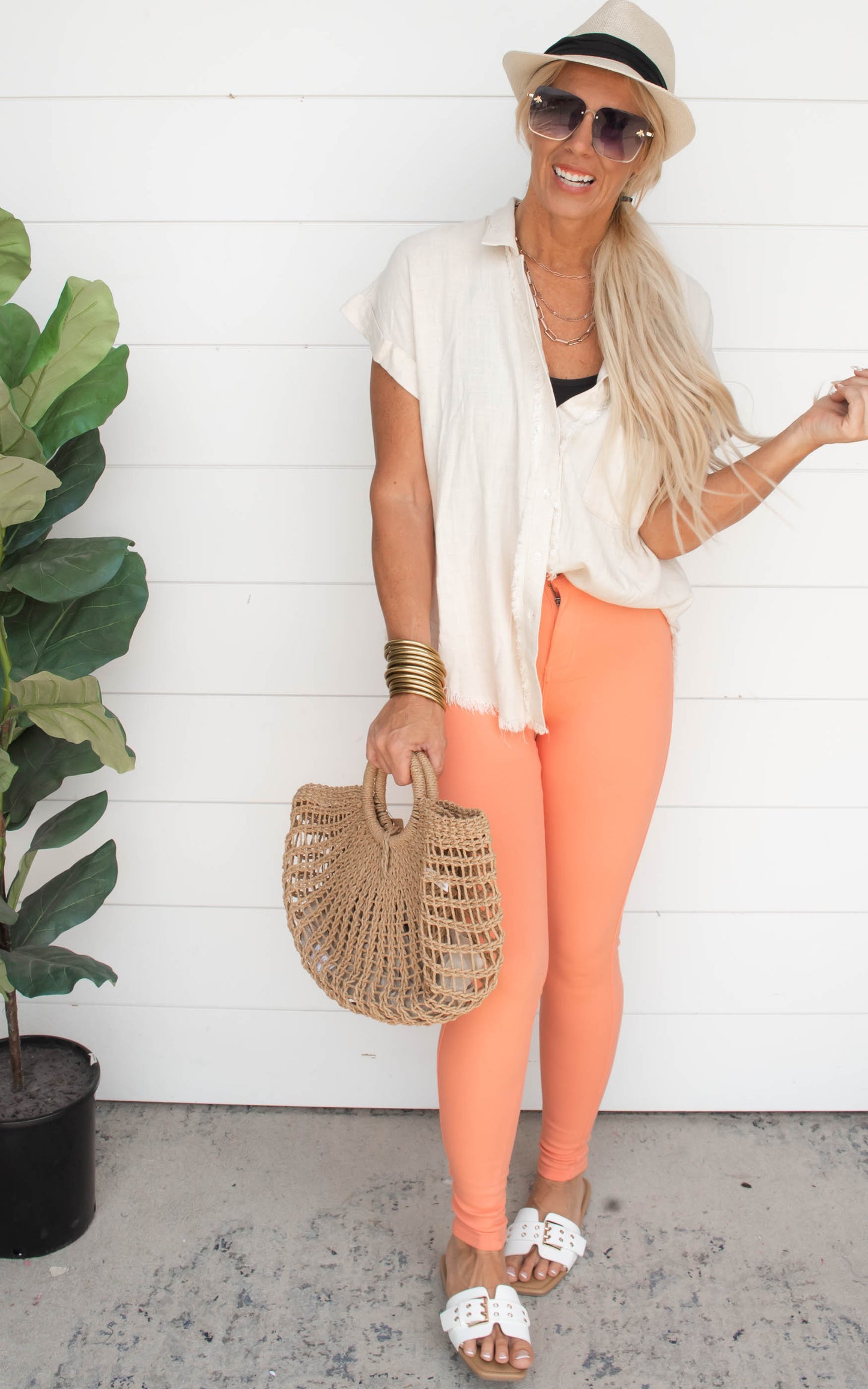 Salmon High Waisted Colored Skinny Denim Jean | FINAL SALE