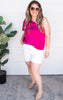 The Addison Fuchsia Satin One Shoulder Top - Final Sale