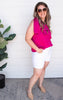 The Addison Fuchsia Satin One Shoulder Top - Final Sale