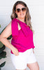 The Addison Fuchsia Satin One Shoulder Top - Final Sale