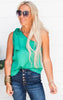 The Addison Green Satin One Shoulder Top