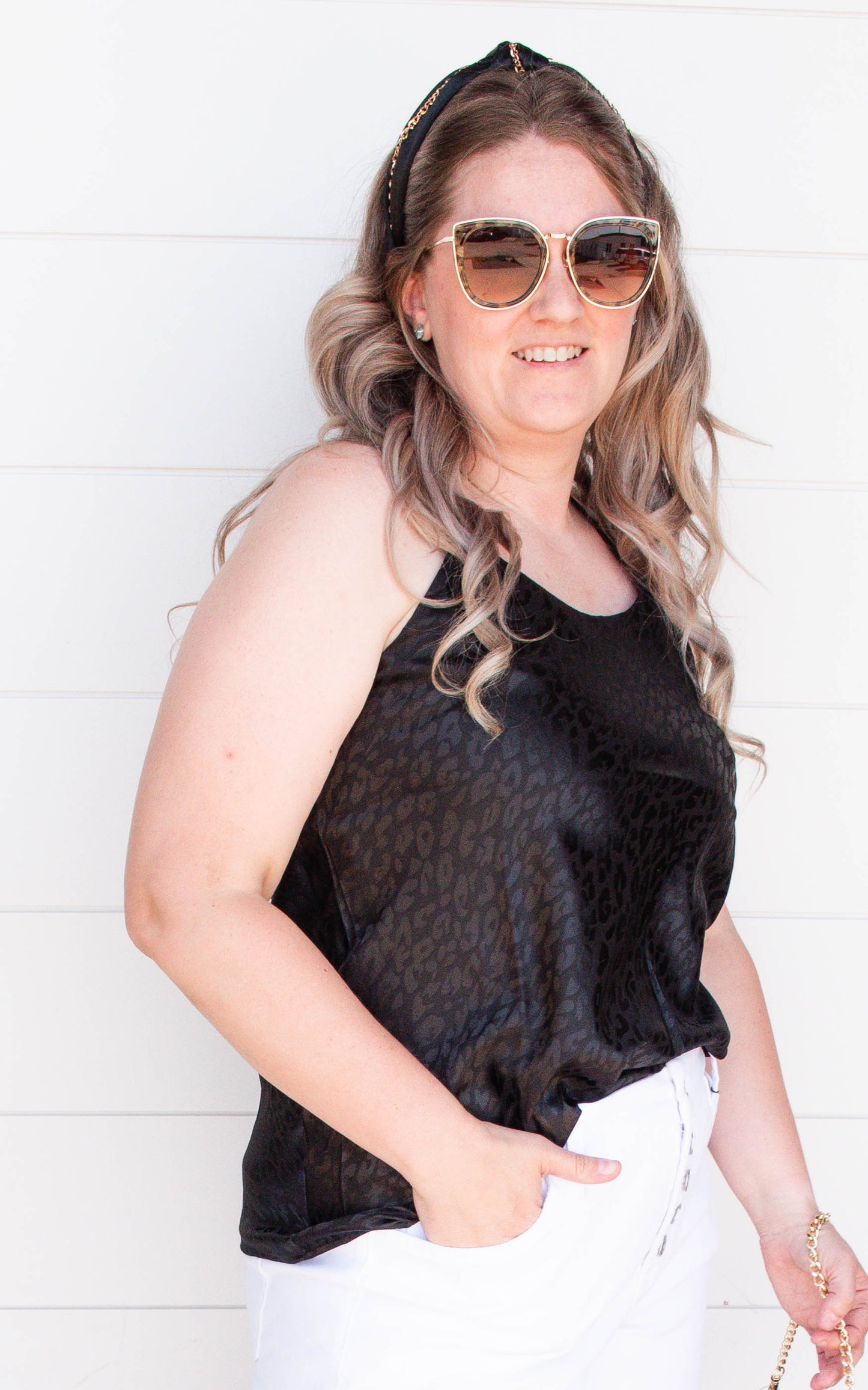 Black Leopard Sleeveless Cami Top