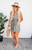 Olive Sleeveless V-Neck 3D Pocket Romper