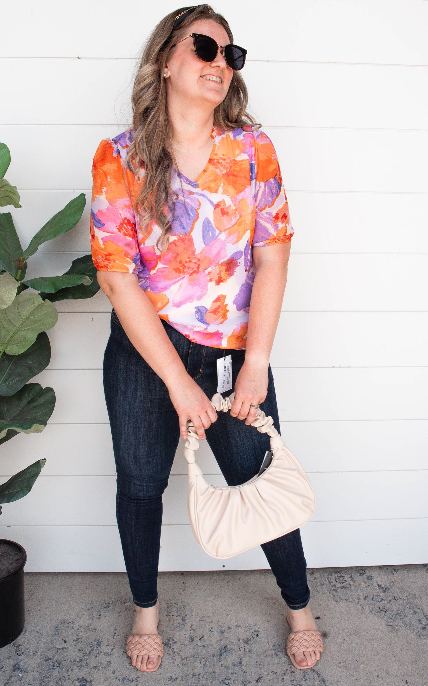 Abstract Floral Print Top