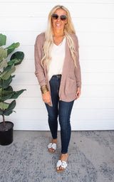 TAUPE Loose Fit Open Front Cardigan
