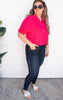 Fuchsia Short Sleeve Button Down Top | FINAL SALE