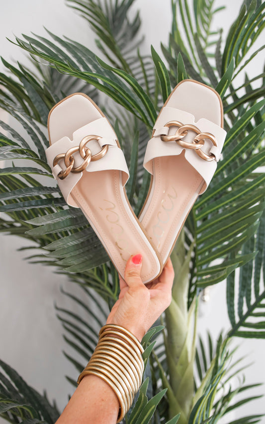 Baylor Chunky Matte Bronze Chain Detail Sandal - Final Sale