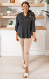 Black The Lizzy Solid Blouse