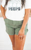 The Olive Super High Carpenter Denim Shorts | MICA - Final Sale