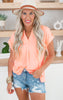 neon coral The Lizzy Short Sleeve Blouse Top