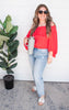 Crinkle Solid Off Shoulder Balloon Top - Final Sale