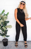 Black Sleeveless Mock Neck Jumpsuit