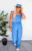 Textured Clean Blue Jumpsuit