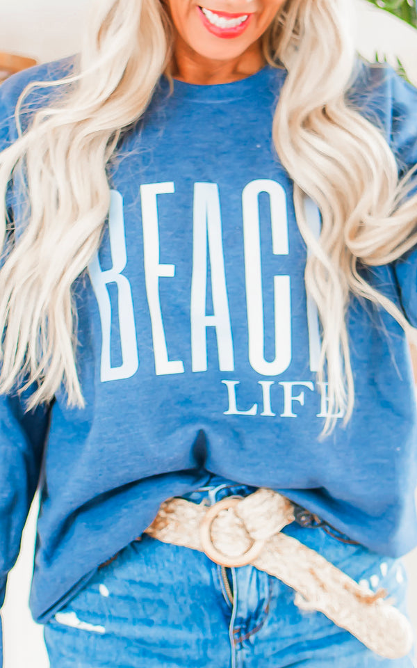 Beach Life Graphic Crewneck Sweatshirt