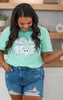 Mint Green Hip Hop Graphic T-shirt**