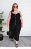 Black Button Down Crepe Jumpsuit - Final Sale