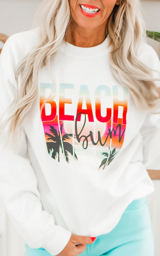 Sunset Beach Bum Graphic Crewneck Sweatshirt**