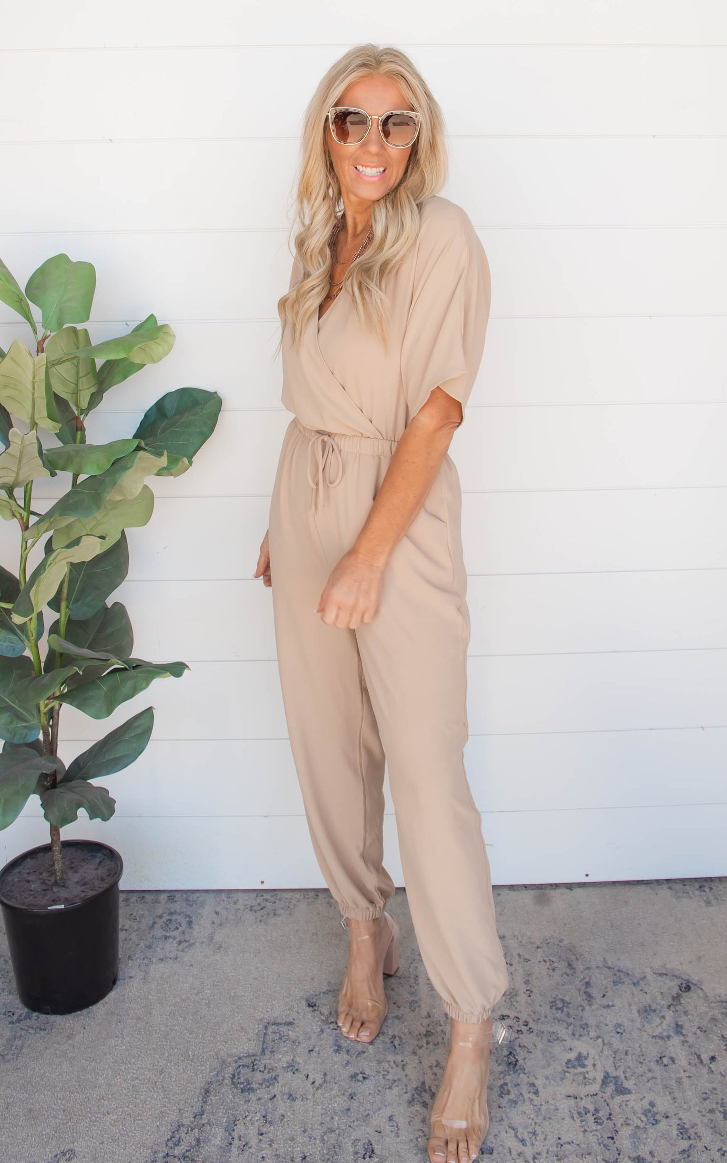 DOLMAN SHORT SLEEVE JUMPSUIT 